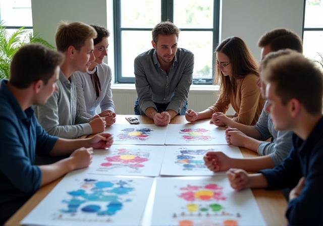 Diverse team in a harmonious workshop setting