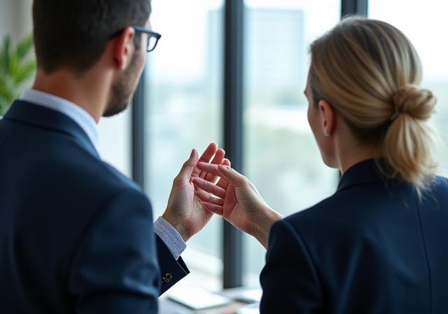 Executive coaching session focusing on non-verbal communication and physical presence